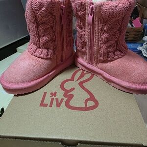 Zoe + Liv Pink Knit Kids Boots